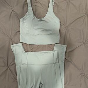 CALIA by Carrie Underwood Light Sage Green High-Waist Leggings & Crop Tank Set